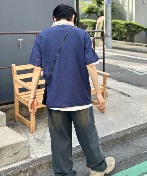 link lot tシャツ ハーフジップワッフルサイドラインゲーミングT