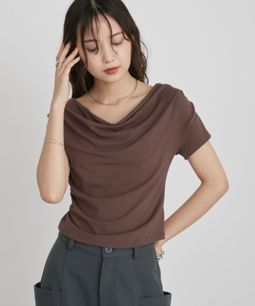 アンドマリー トップス Aunt Marie's（アントマリーズ） tシャツ ドレープオフショルハーフ