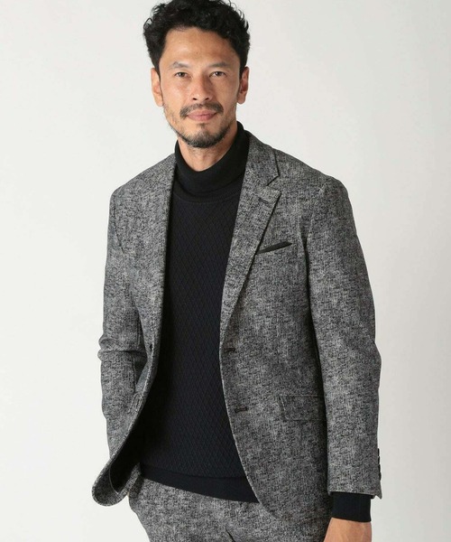 ジャケット テーラードジャケット 「ACTIVE TAILOR/アクティブテイラー」ヒートパフォーマーツイード調プリントジャケット メンズ