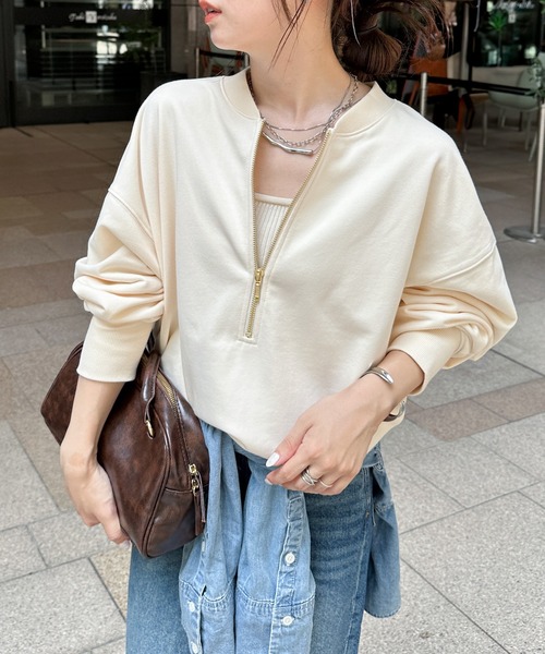 RANAN（ラナン） トレーナー スウェット フロントハーフジップ
