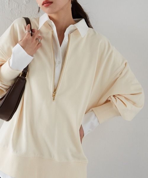 RANAN トレーナー スウェット フロントハーフジップスウェット