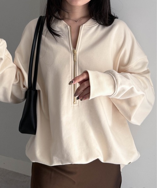 RANAN（ラナン） トレーナー スウェット フロントハーフジップ