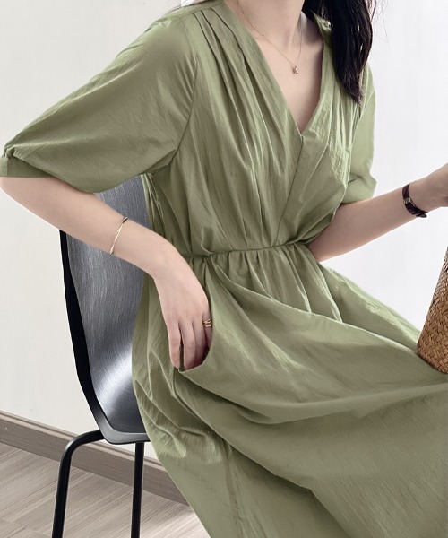 Aelina ワンピース Vネック半袖ワンピース : ZOZOTOWN Yahoo!店 - 通販