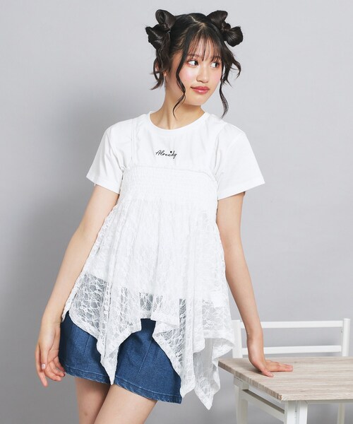 tシャツ 「セットアイテム」レースベスト Tシャツセット/レースビスチェセット レディース FREAK'S STORE tシャツ 「セットアイテム」レースベスト Tシャツ