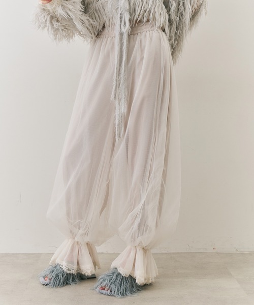 J1U by LA BELLE ETUDE パンツ 裾レースチュールバルーンパンツ