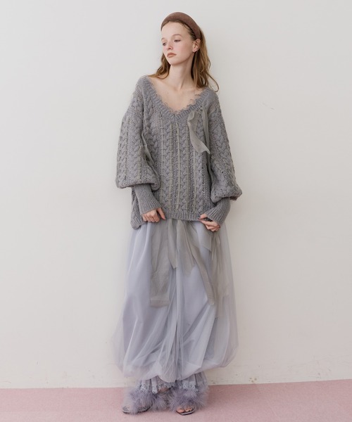 J1U by LA BELLE ETUDE パンツ 裾レースチュールバルーンパンツ J1U by LA BELLE ETUDE パンツ 裾レースチュールバルーンパンツ