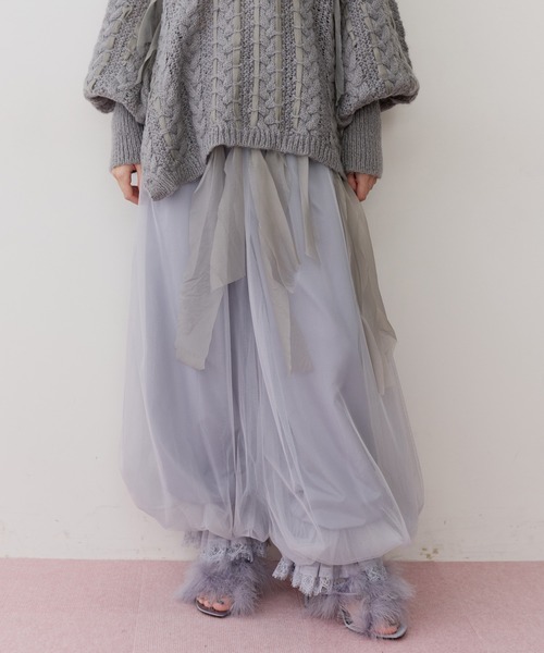 J1U by LA BELLE ETUDE パンツ 裾レースチュールバルーンパンツ J1U by LA BELLE ETUDE パンツ 裾レースチュールバルーンパンツ