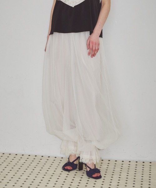 J1U by LA BELLE ETUDE パンツ 裾レースチュールバルーンパンツ