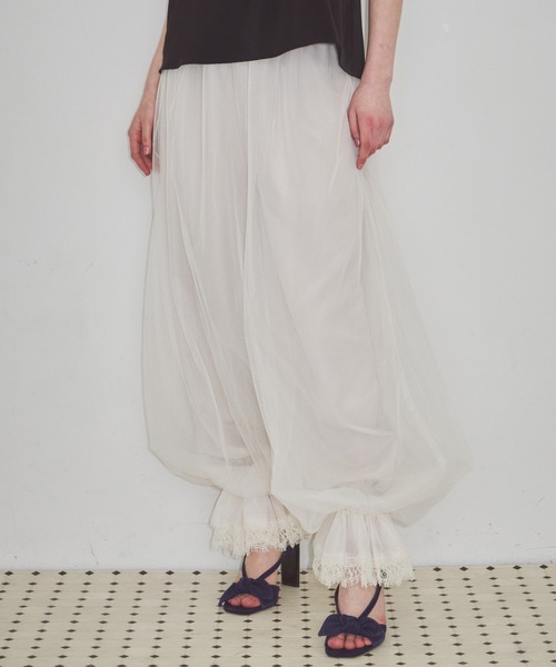 J1U by LA BELLE ETUDE パンツ 裾レースチュールバルーンパンツ