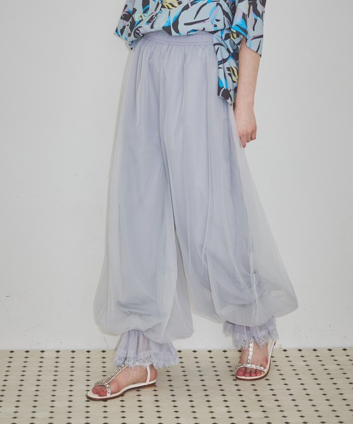 J1U by LA BELLE ETUDE パンツ 裾レースチュールバルーンパンツ