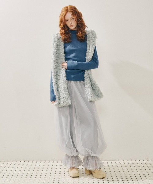 J1U by LA BELLE ETUDE パンツ 裾レースチュールバルーンパンツ