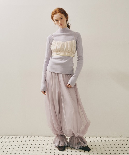 J1U by LA BELLE ETUDE パンツ 裾レースチュールバルーンパンツ