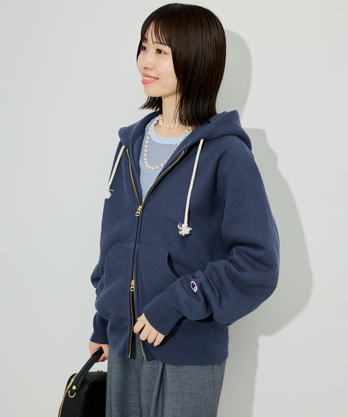 パーカー 「追加」Champion/チャンピオン SLOBE別注 ダブルジップパーカー 「洗濯機使用可能」 レディース Champion パーカー 「追加」Champion/チャンピオン SLOBE別注