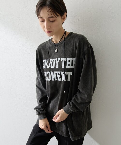 Whim Gazette tシャツ フロッキープリントロングTシャツ