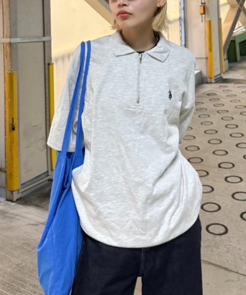 「U.S. POLO ASSN.」 半袖ポロシャツ M オフホワイト レディース_画像2