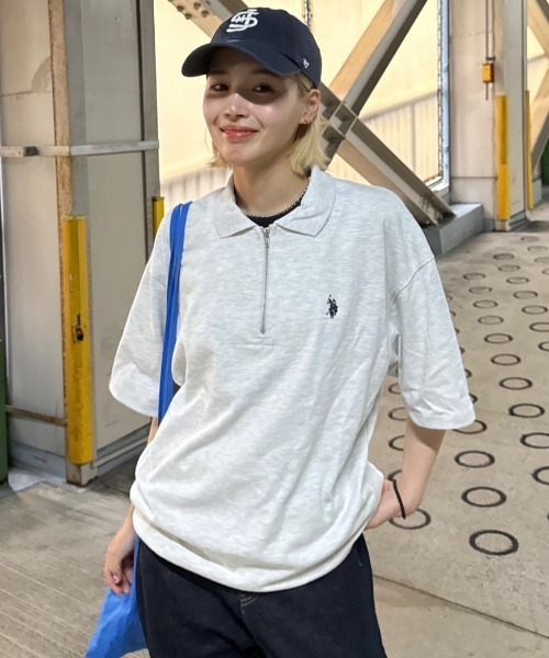 「U.S. POLO ASSN.」 半袖ポロシャツ M オフホワイト レディース_画像6