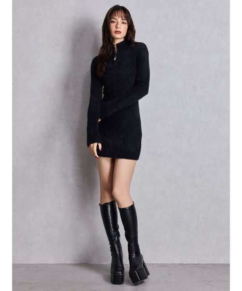GYDA（ジェイダ） ワンピース ZIPミニシャギーニットワンピース