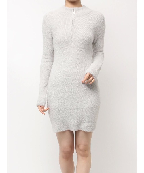 GYDA（ジェイダ） ワンピース ZIPミニシャギーニットワンピース