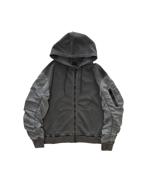 まーページ MMMM パーカー MMMM/ ヴィンテージ加工/ZIPパーカー/ナイロンツイル