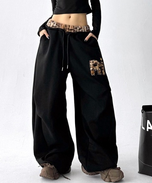 SHEENA（シーナ） スウェットパンツ ジャージ レオパード柄ボア