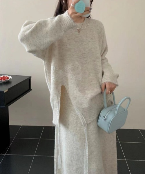 Diosfront セットアップ サイドリボンデザインニットプルオーバー