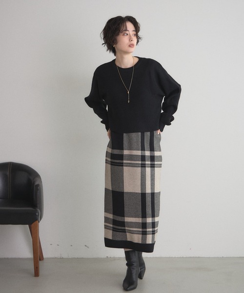 &. NOSTALGIA（ノスタルジア） セットアップ ニットトップス×チェック