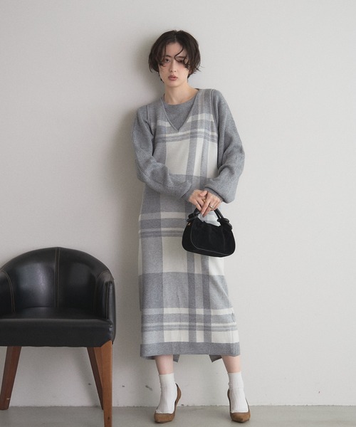 &. NOSTALGIA（ノスタルジア） セットアップ ニットトップス×チェック