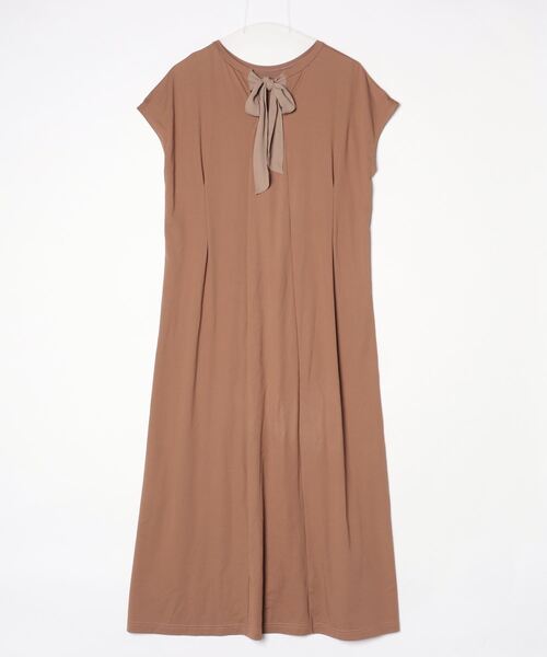 「EPOCA THE SHOP」 7分袖ワンピース 38 ブラウン レディース_画像2