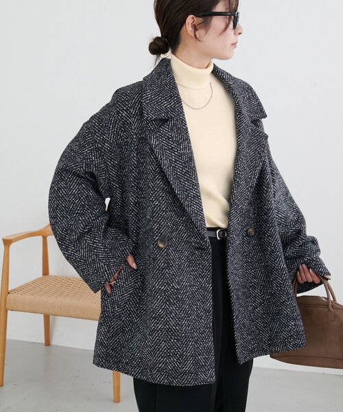 ⭐️CIRCOLOストレッチ プリントヘリンボーン柄 42テーラードジャケット ⭐️CIRCOLOストレッチ プリントヘリンボーン柄 42テーラードジャケット