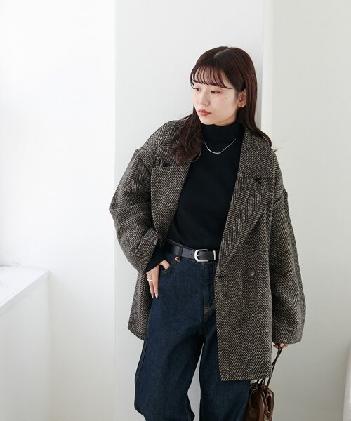 DISCOAT ディスコート ヘリンボーンダブルテラージャケット ブラウン F Discoat｜【WEB限定】ヘリンボーンダブルテラージャケット | Rakuten