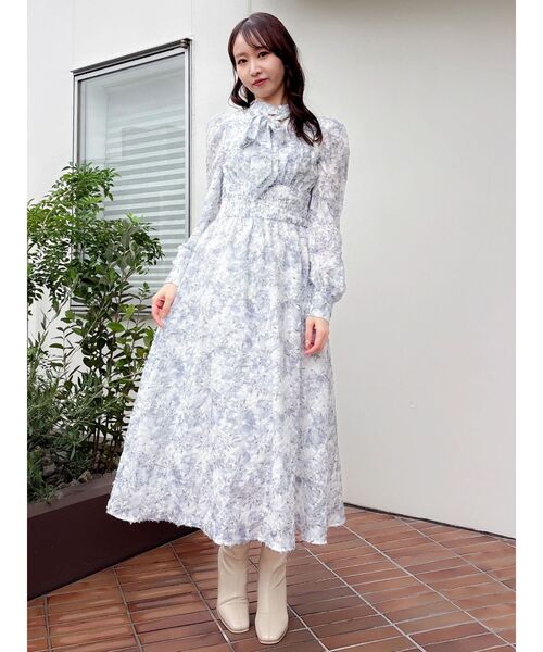 dazzlin（ダズリン） ワンピース ヘアリーフラワーシフォンワンピース