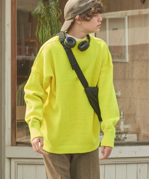 最終価格 45R ツイードガンジーセーター シルク混 ニット 定価約4.9万円 最終価格 45R ツイードガンジーセーター シルク混 ニット 定価約4.9