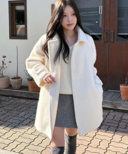 美品✨バーバリーロンドン ダッフルコート フード付 白 ホワイト 40 Lサイズ LOWRYS FARM（ローリーズファーム） ダッフルコート コート ウーリー