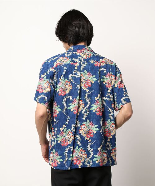 「Kahiko」 「TWO PALMS」半袖シャツ M ネイビー メンズ_画像3