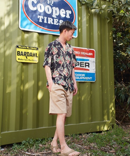 「Kahiko」 「TWO PALMS」半袖シャツ M ネイビー メンズ_画像5