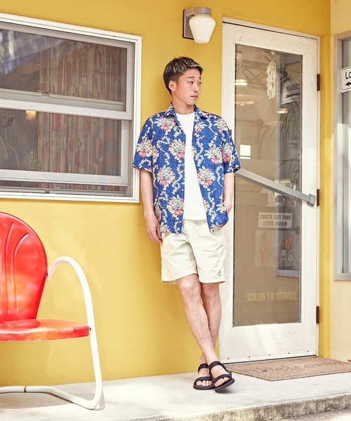 「Kahiko」 「TWO PALMS」半袖シャツ M ネイビー メンズ_画像8