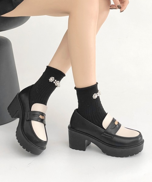 Shoes in Closet（シュークロ） ローファー 厚底 ヒールアップ コイン