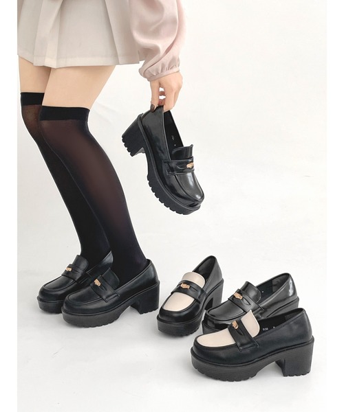 Shoes in Closet（シュークロ） ローファー 厚底 ヒールアップ コイン