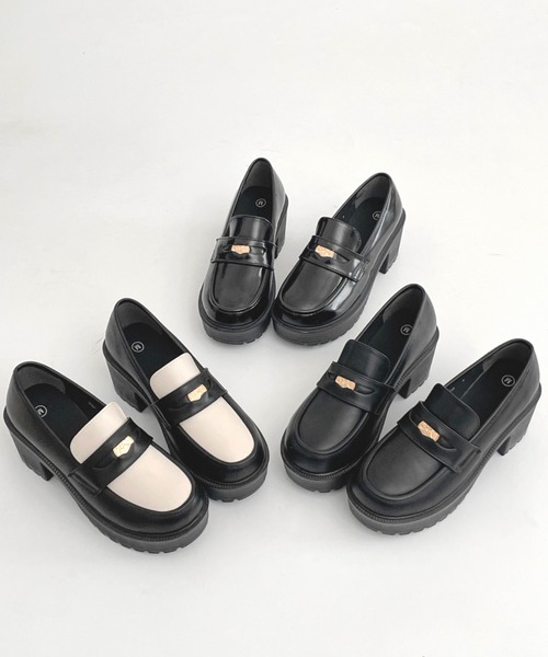 Shoes in Closet（シュークロ） ローファー 厚底 ヒールアップ コイン