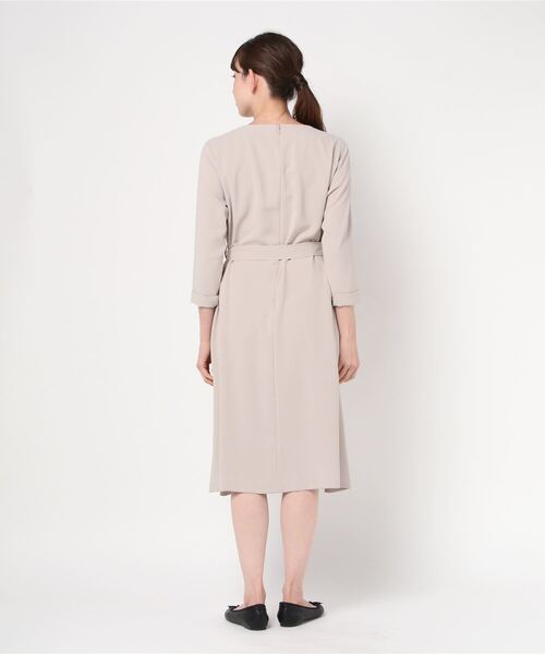 「WORK TRIP OUTFITS GREEN LABEL RELAXING」 7分袖ワンピース LARGE ネイビー レディース_画像3