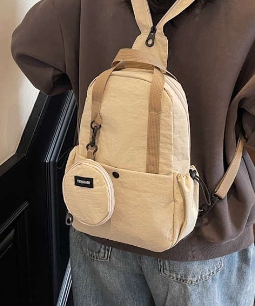 ショルダーバッグ バッグ 「3WAY」ラウンドポーチ付きナイロン