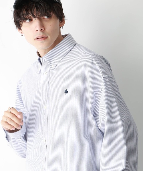 「POLO BCS」 長袖シャツ MEDIUM ライトブルー メンズ_画像4