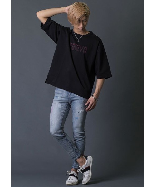 「REGIEVO」 スキニーデニムパンツ LARGE サックスブルー メンズ_画像3