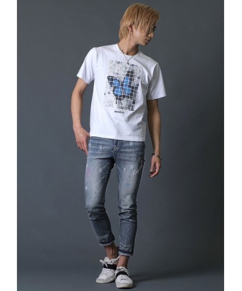 「REGIEVO」 スキニーデニムパンツ LARGE サックスブルー メンズ_画像9