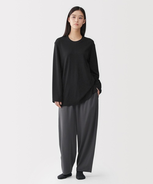 お得MUJI スムースジャージー長袖カットソー L 黒・ダークグレー 4枚セット MUJI Labo tシャツ 「MUJI Labo」男女兼用 スムースジャージー長袖プル