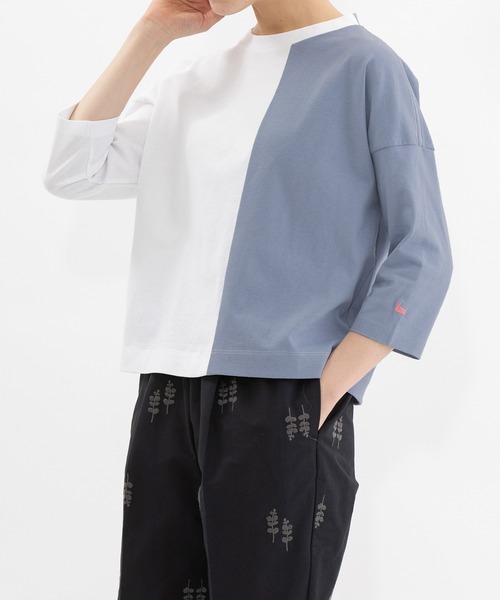 nop de nod（ノップドゥノッド） tシャツ 天竺バイカラー7分袖Tシャツ