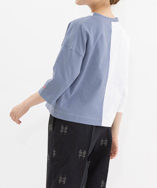 nop de nod（ノップドゥノッド） tシャツ 天竺バイカラー7分袖Tシャツ