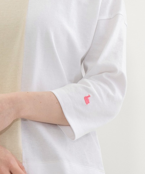 nop de nod（ノップドゥノッド） tシャツ 天竺バイカラー7分袖Tシャツ