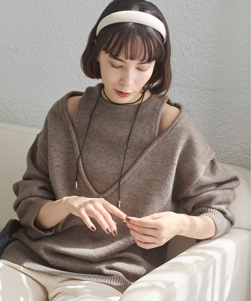 「ANGIE」 長袖ニット FREE グレー レディース_画像8