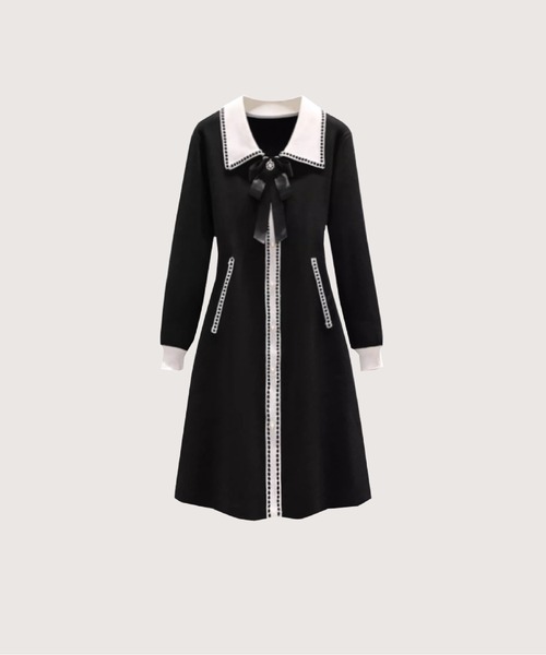 LA POMME petit（ラポミ・プチ） ワンピース Elegant Piping Knit One